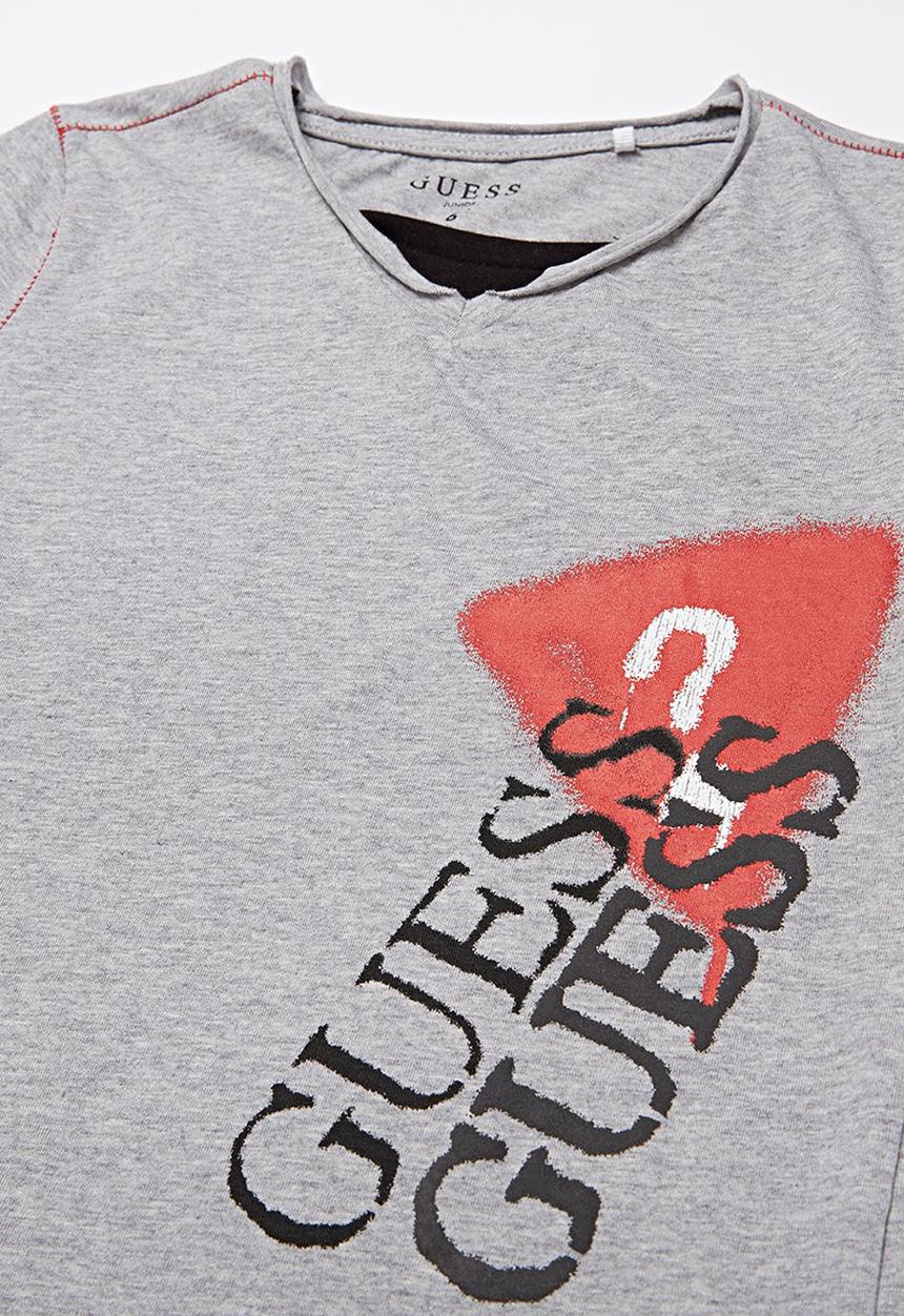 GUESS - Short sleeve peepout guess spray tee - grey