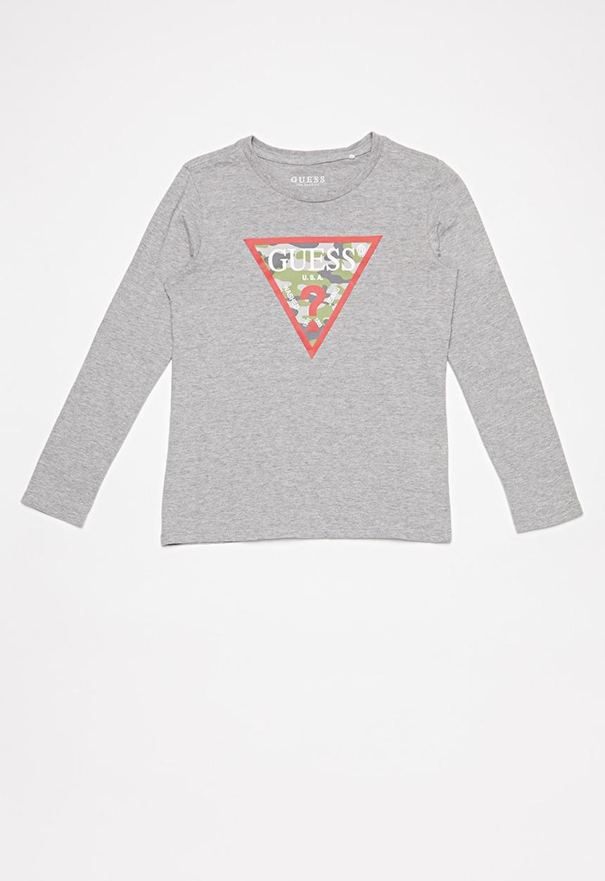 GUESS - Teens long sleeve guess camo triangle tee - grey 
