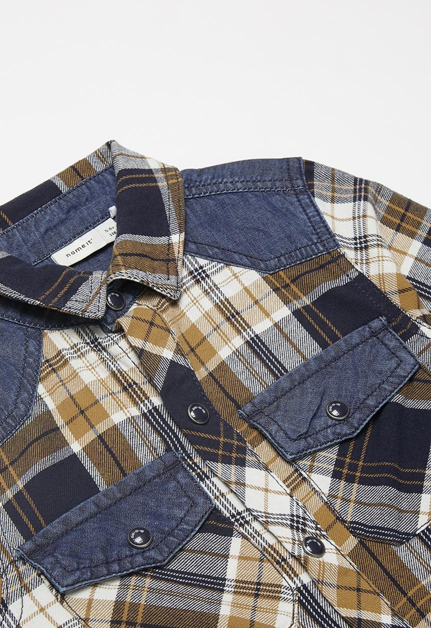 Name It - Kids boys check long sleeve shirt - blue