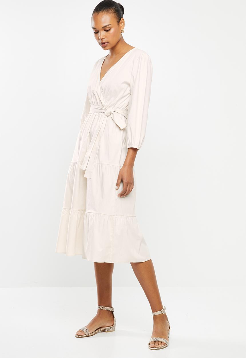 MILLA - Poplin tiered midi dress - nude