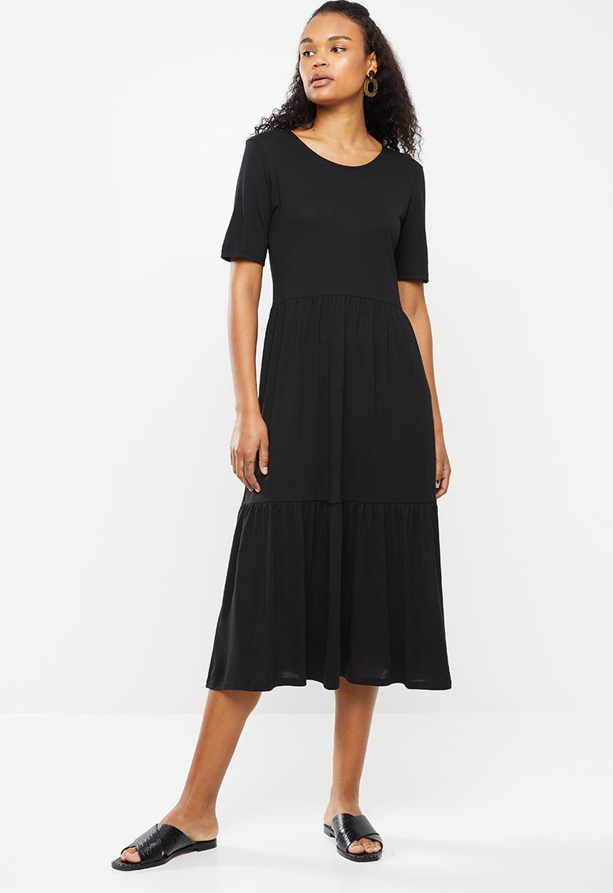 Jacqueline de Yong - Dalila frosty short sleeve dress - black