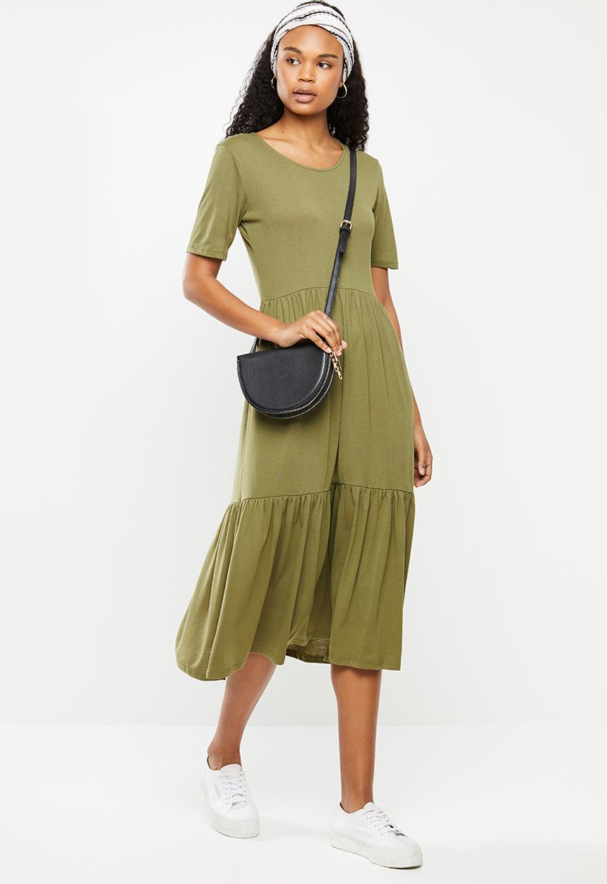 Jacqueline de Yong - Dalila frosty short sleeve dress - martini olive