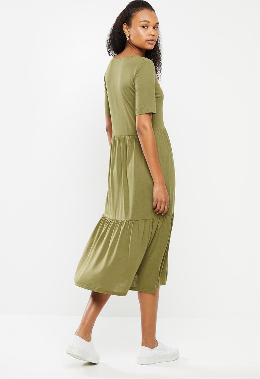 Jacqueline de Yong - Dalila frosty short sleeve dress - martini olive