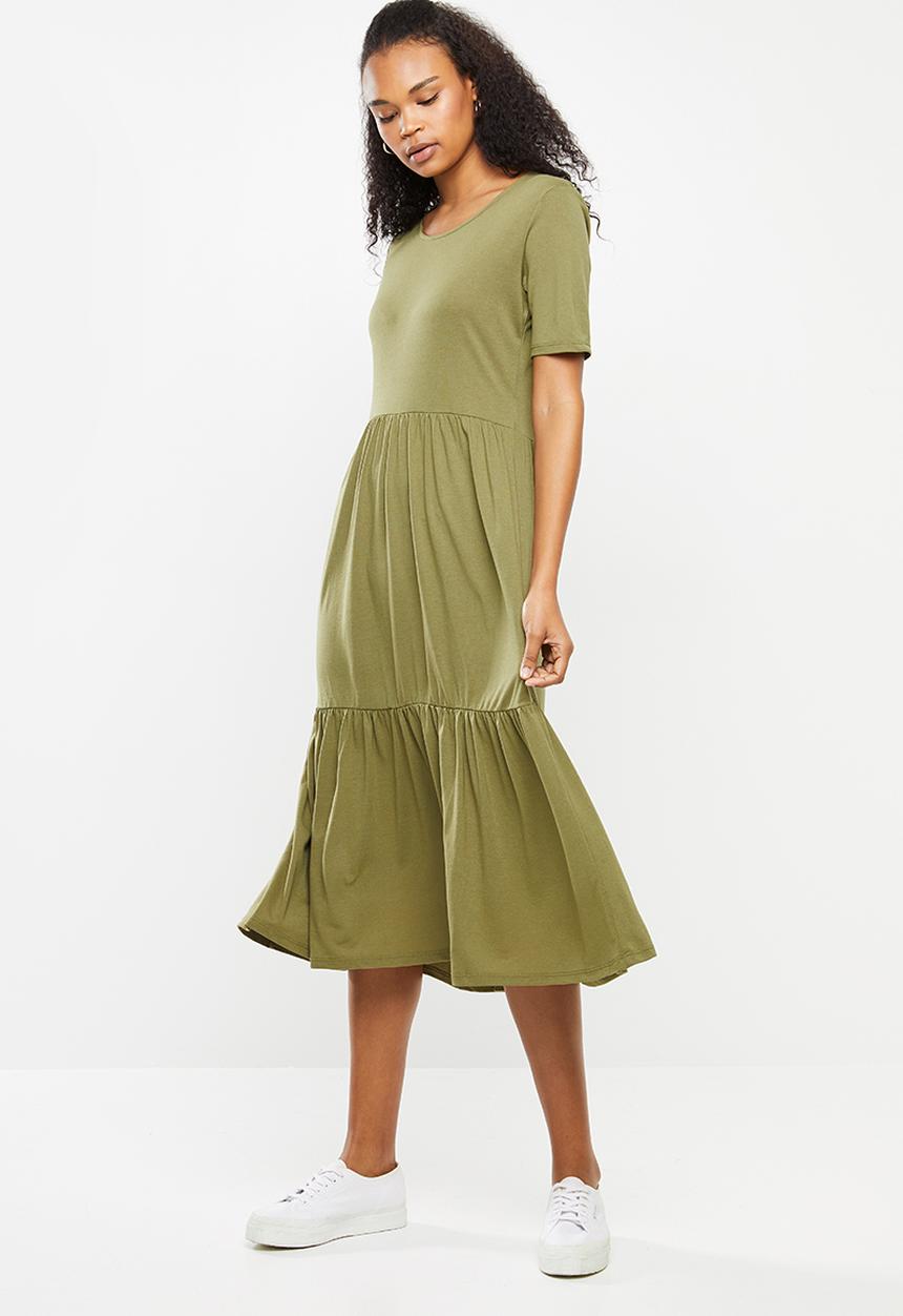 Jacqueline de Yong - Dalila frosty short sleeve dress - martini olive