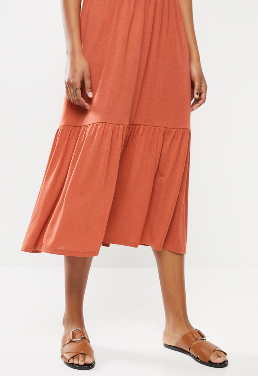 Jacqueline de Yong - Dalila frosty short sleeve dress - orange 