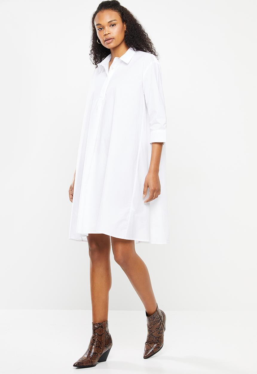 Jacqueline de Yong - Long sleeve shirt dress denim - white