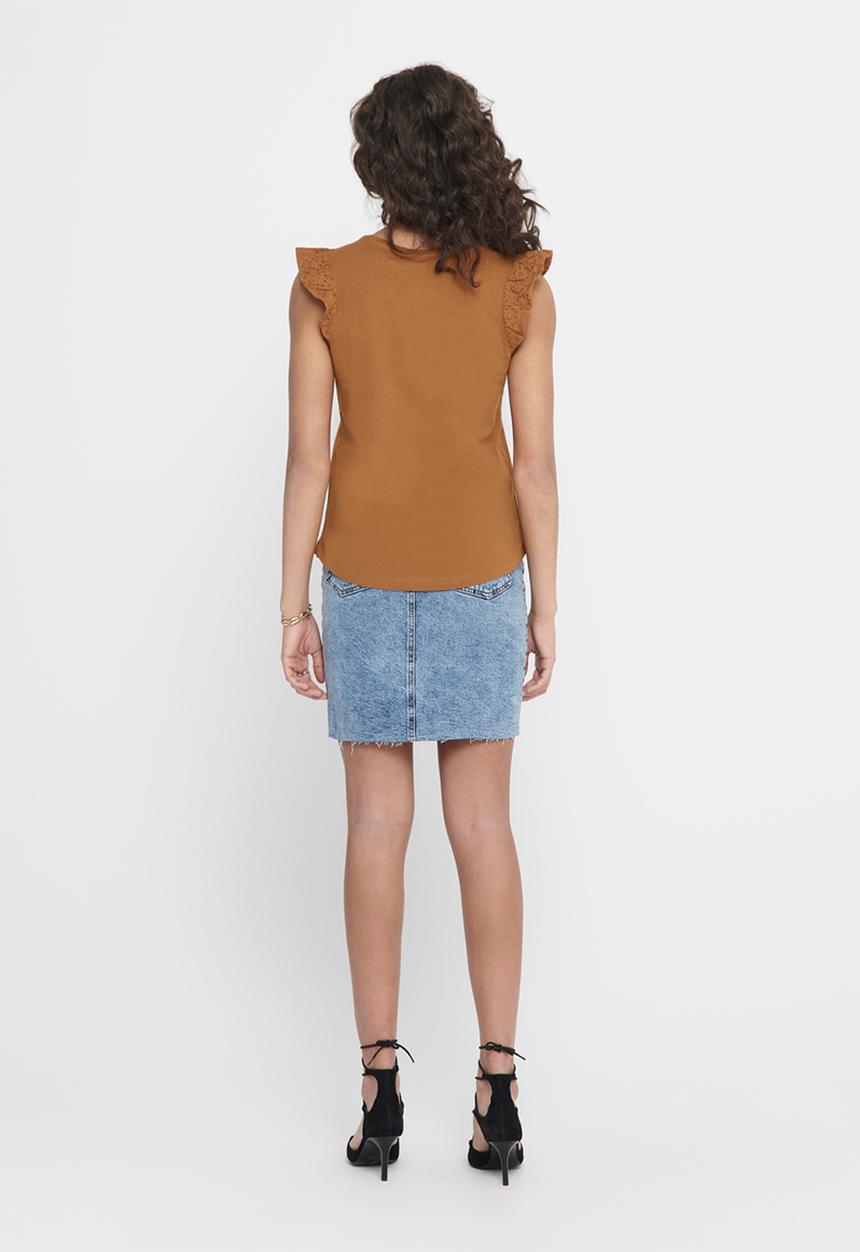 Jacqueline de Yong - Engel life short sleeve top - brown 