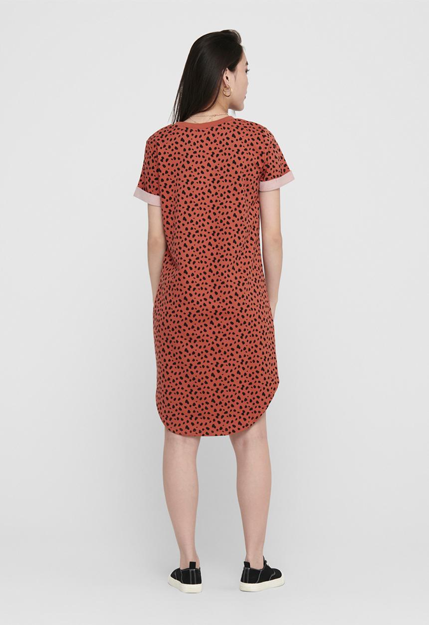 Jacqueline de Yong - Ivy life short sleeve aop dress - rust 