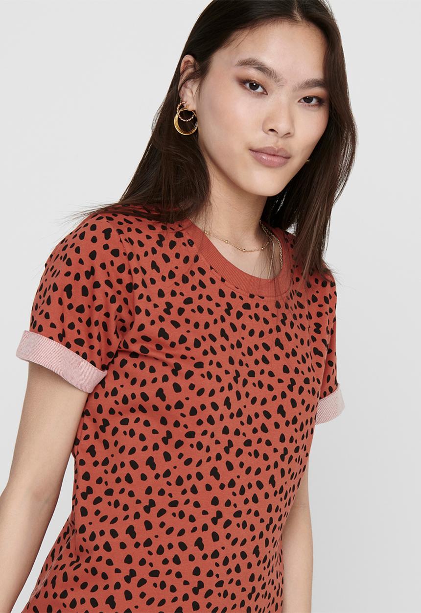 Jacqueline de Yong - Ivy life short sleeve aop dress - rust 