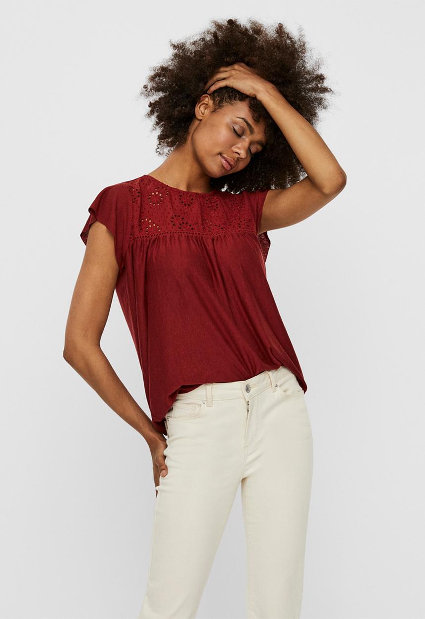 Vero Moda - Brielle cap sleeve top - red
