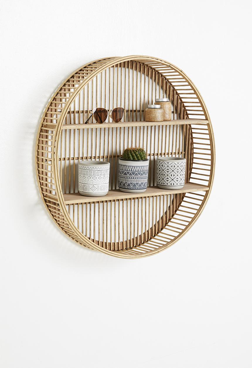 Sixth Floor - Bamboo round wall shelf - neutral
