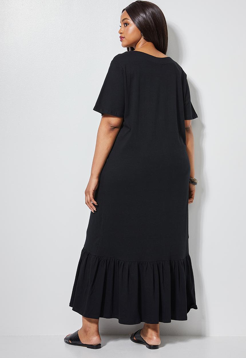 Superbalist - V-neck tiered midi dress - black