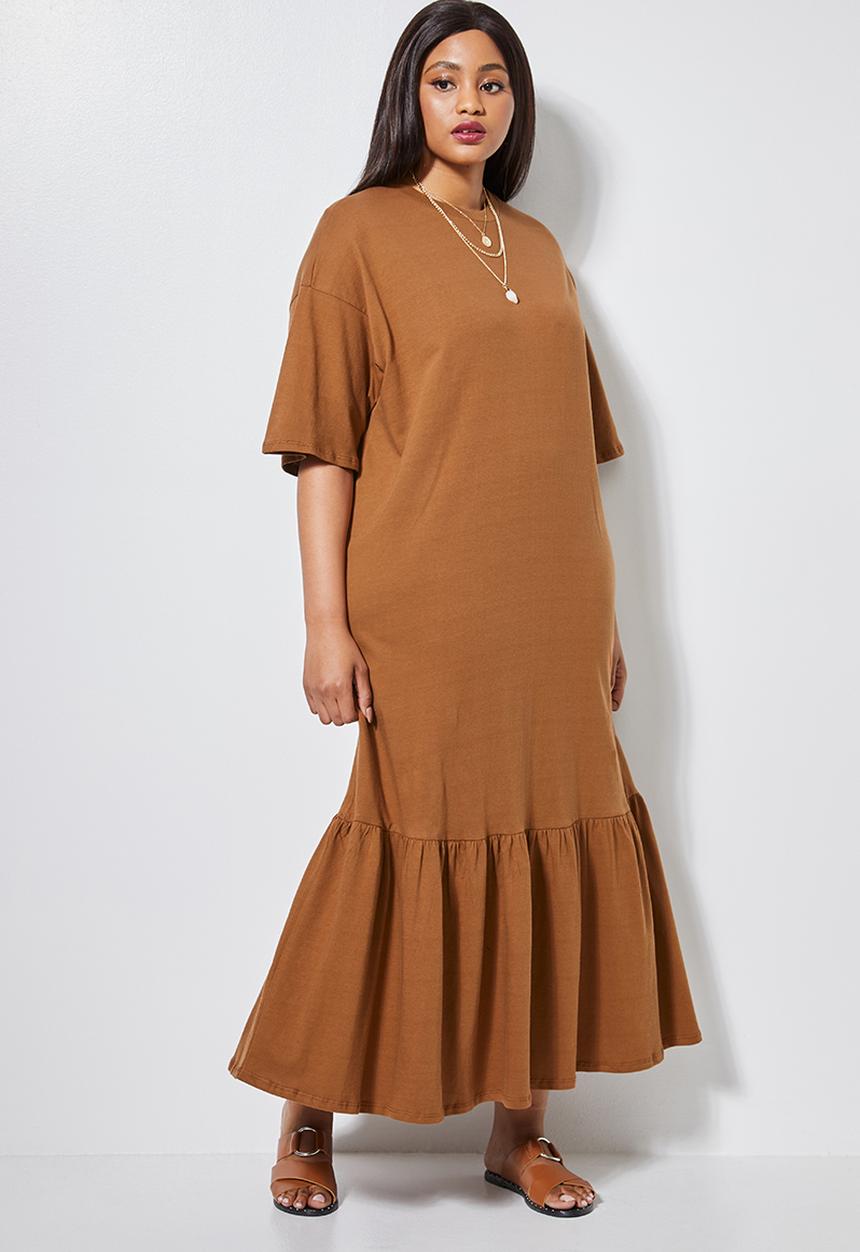 Superbalist - Trapeze detail T-shirt dress - tobacco
