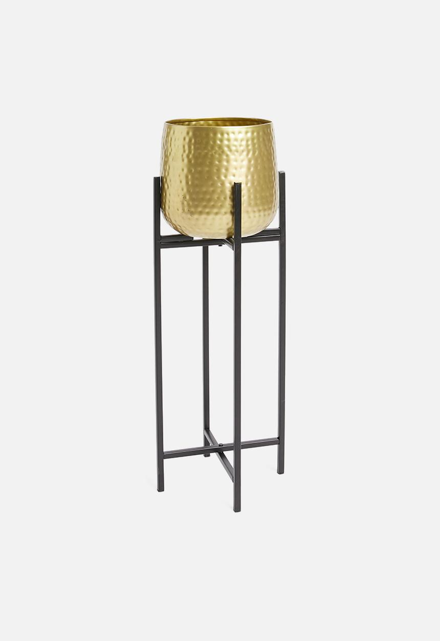 H&S - Cross standing planter - black & gold