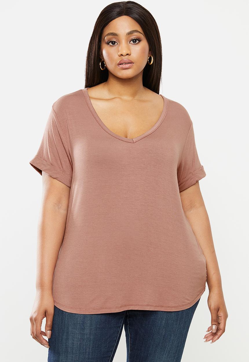 Cotton On - Curve Karly short sleeve tee -  burlwood