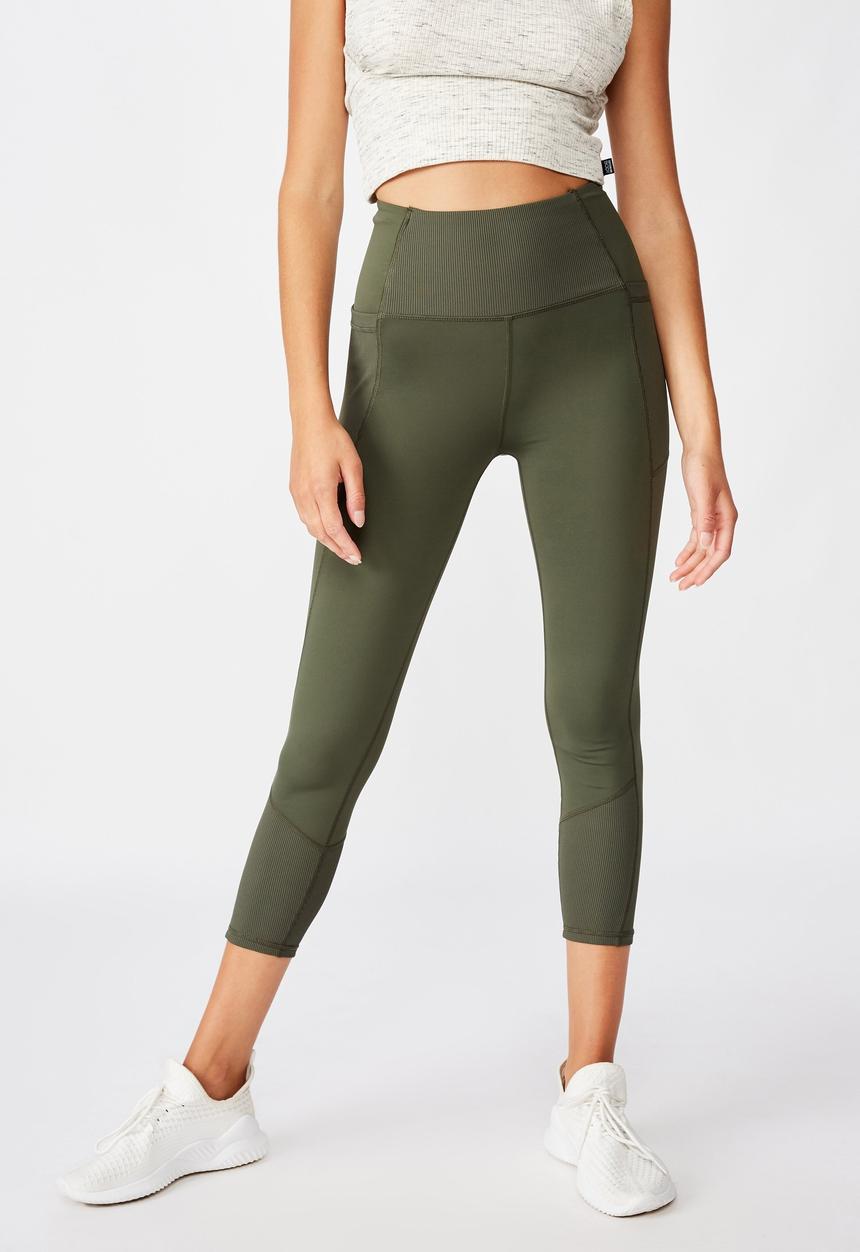 Cotton On - Rib hybrid 7/8 tight - khaki