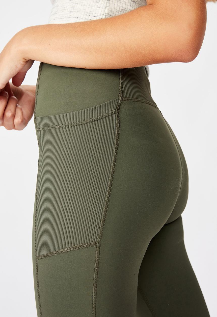 Cotton On - Rib hybrid 7/8 tight - khaki