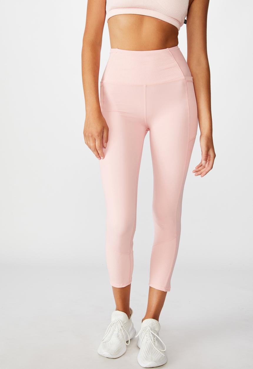 Cotton On - Rib hybrid 7/8 tight - peony pink