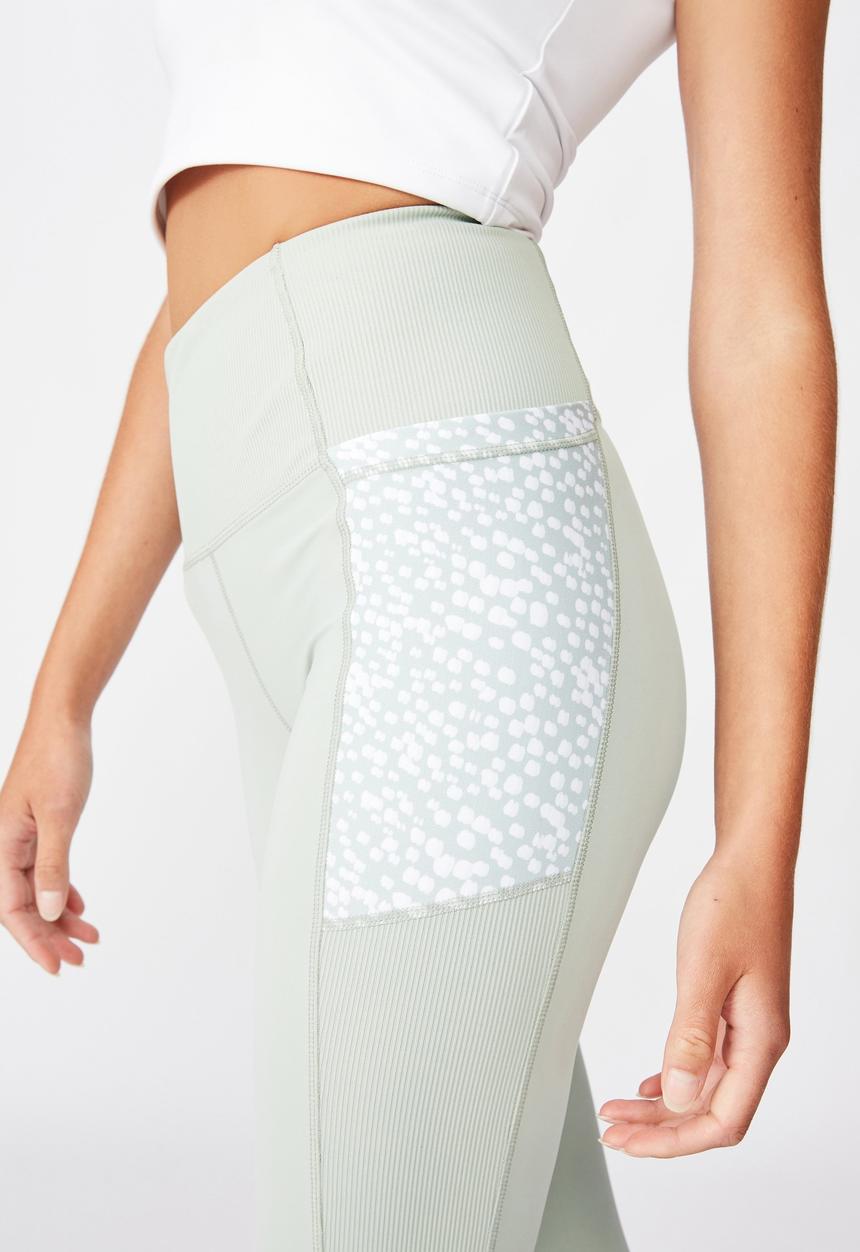 Cotton On - Rib hybrid 7/8 tight - washed aloe spotimal