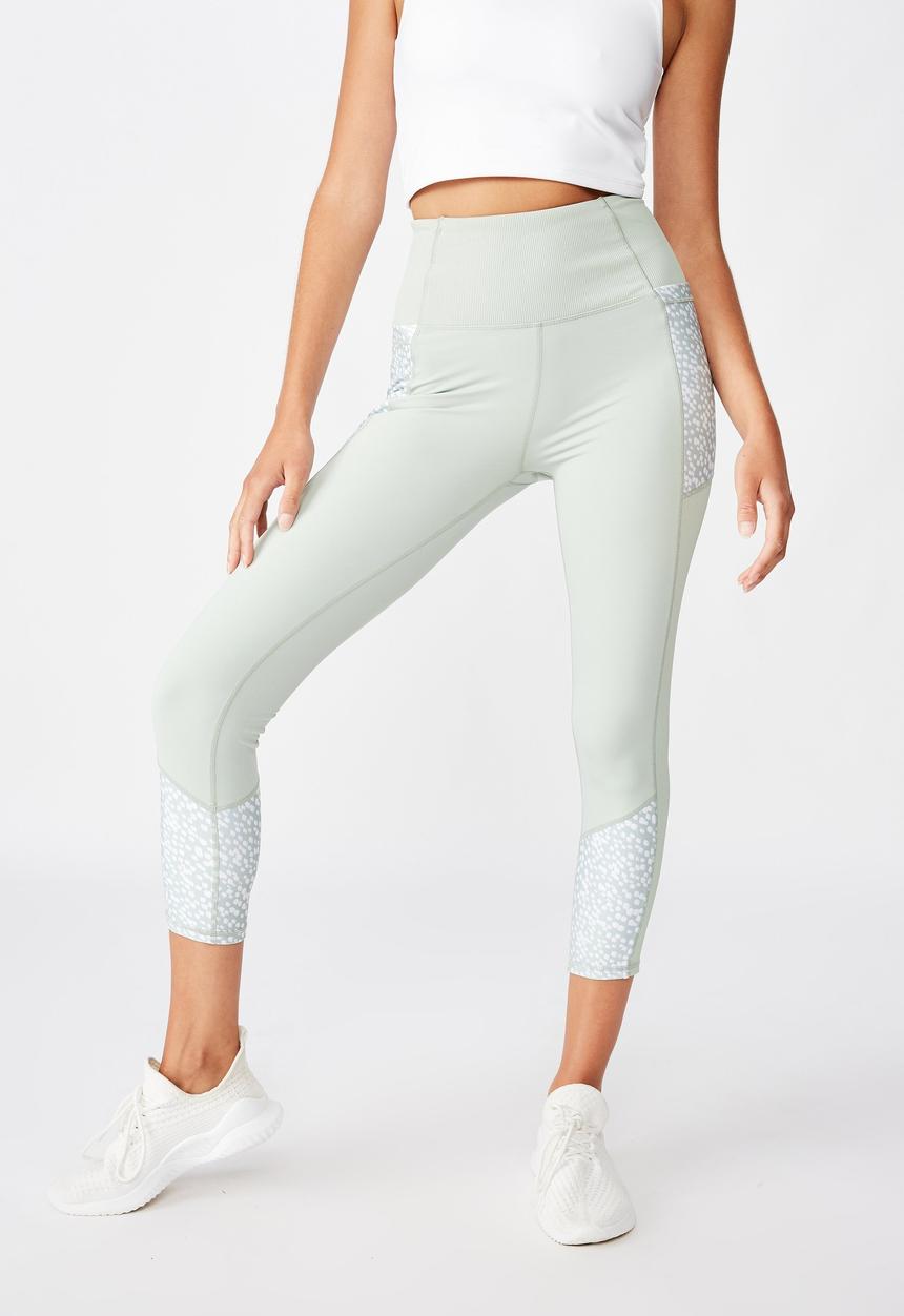 Cotton On - Rib hybrid 7/8 tight - washed aloe spotimal