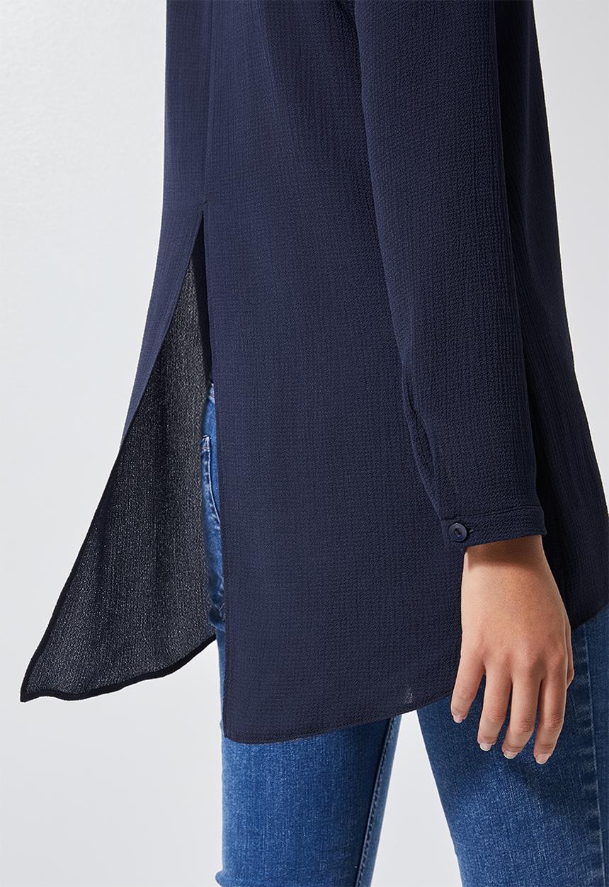 Superbalist - Longline blouse with split back and zip detail- navy