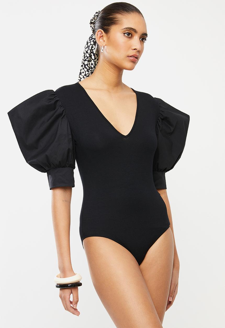 Blake - Plunge neckline bodysuit - black