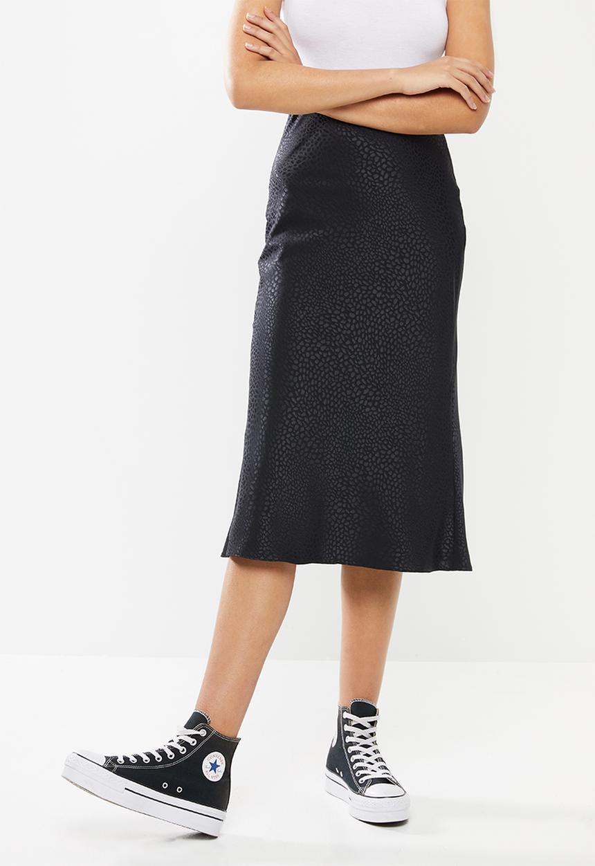Blake - Satin bias cut skirt - black