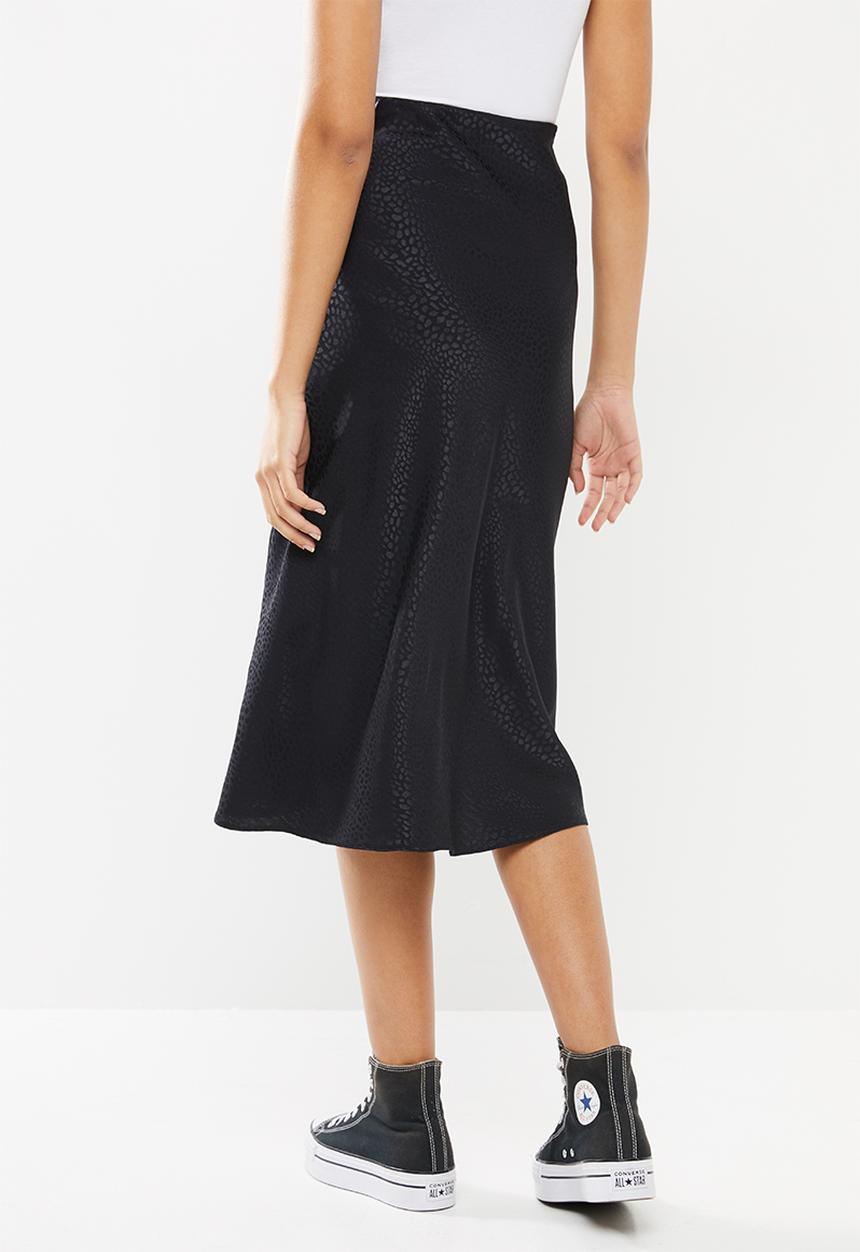 Blake - Satin bias cut skirt - black