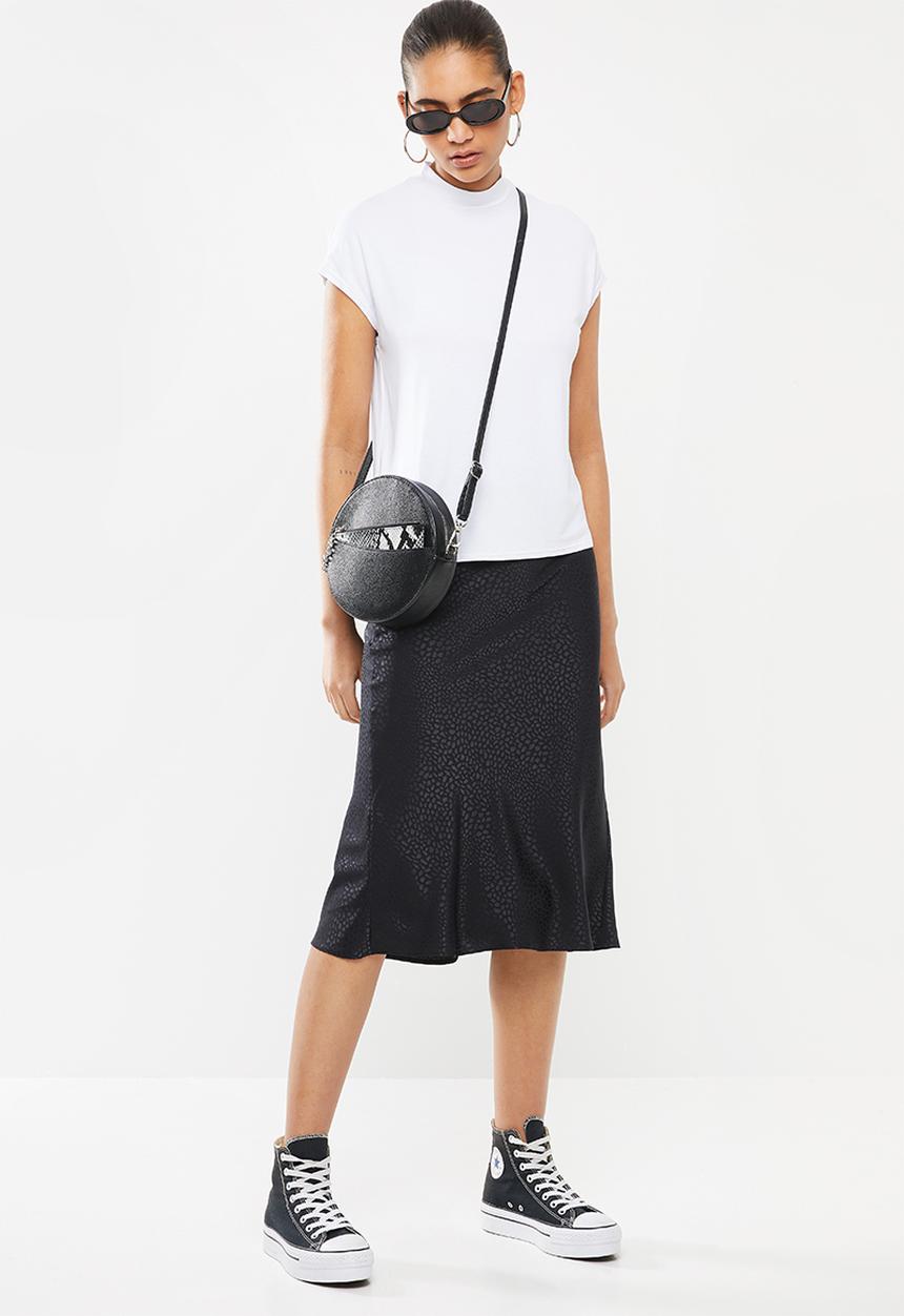 Blake - Satin bias cut skirt - black