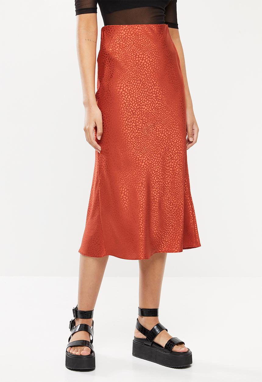 Blake - Satin bias cut skirt - rust