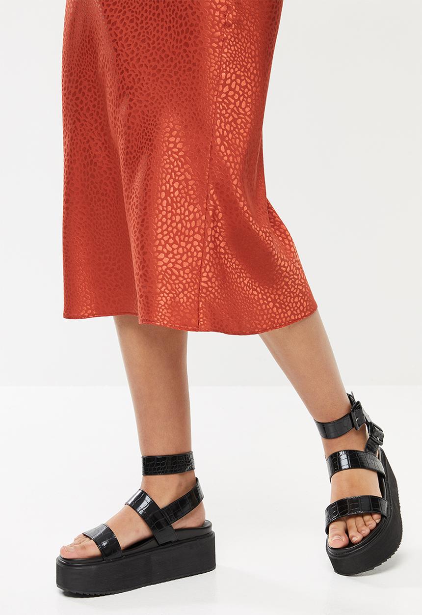Blake - Satin bias cut skirt - rust