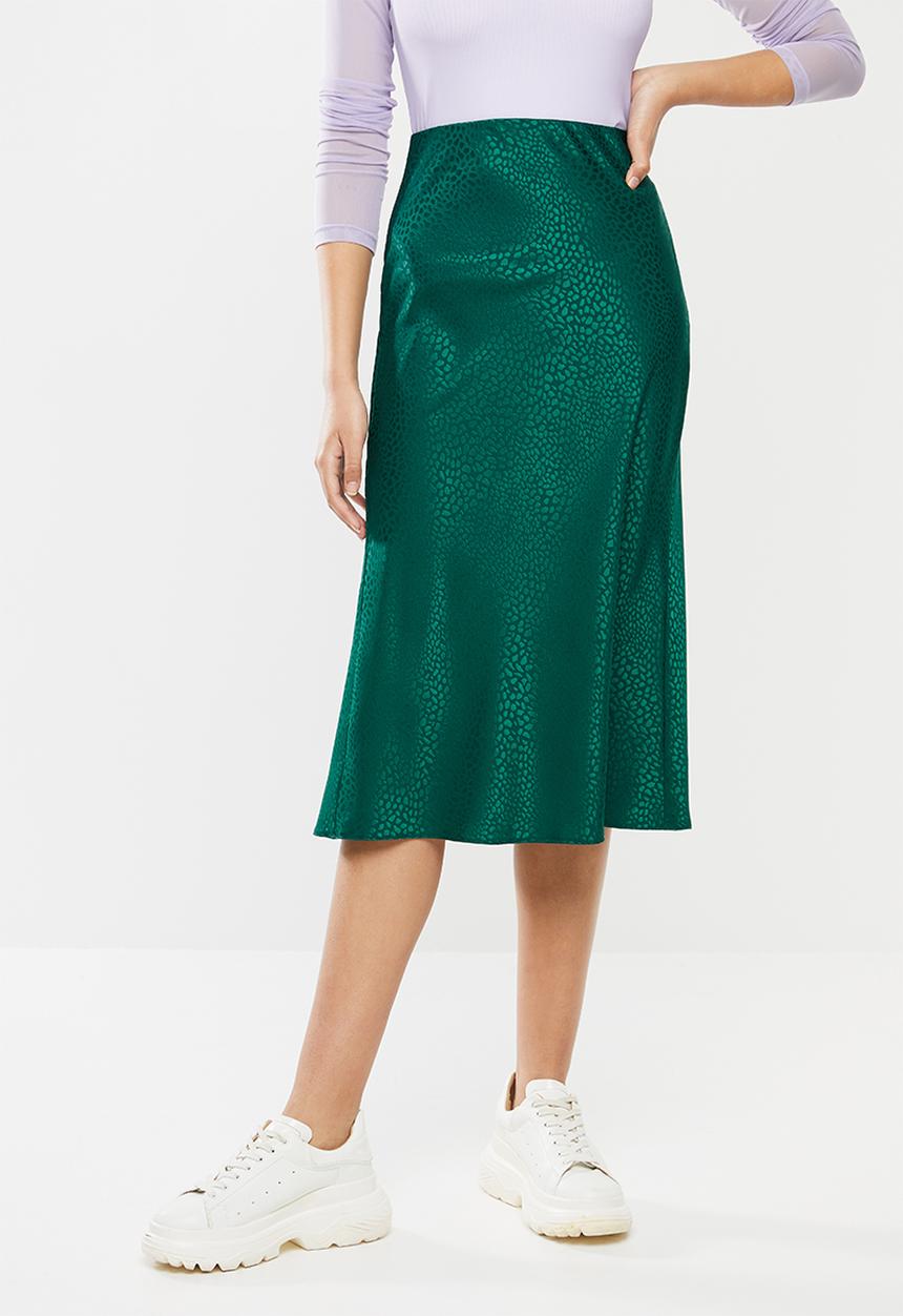 Blake - Satin bias cut skirt - green