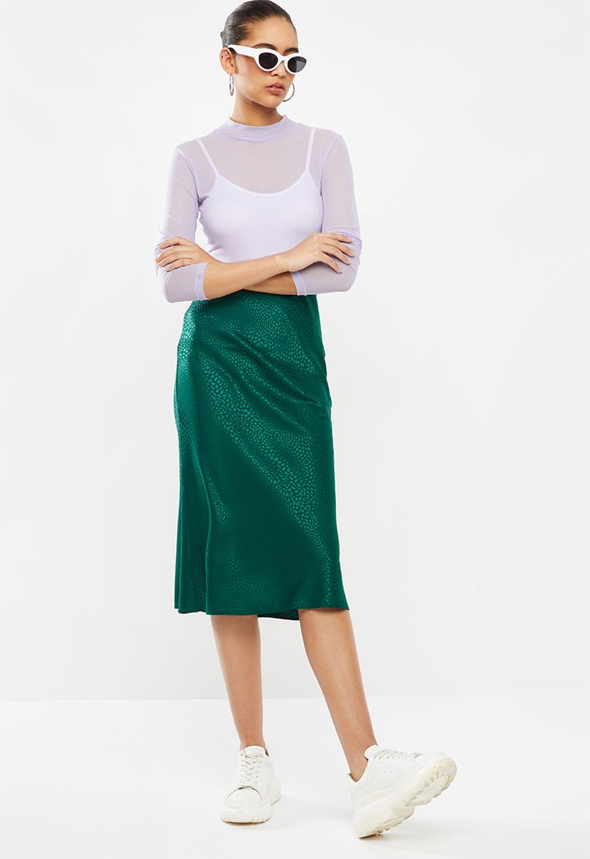 Blake - Satin bias cut skirt - green