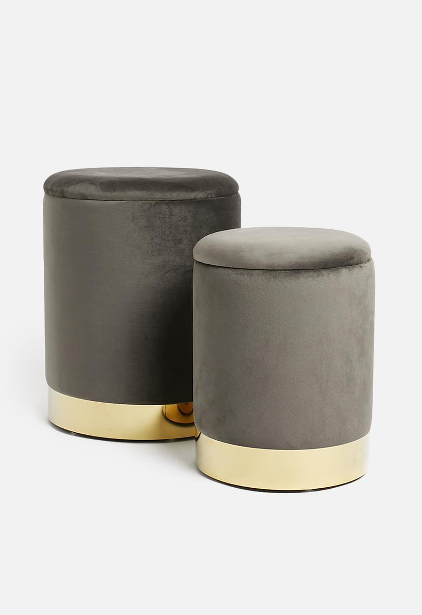 H&S - Rhiannon storage ottoman set of 2 - dark grey