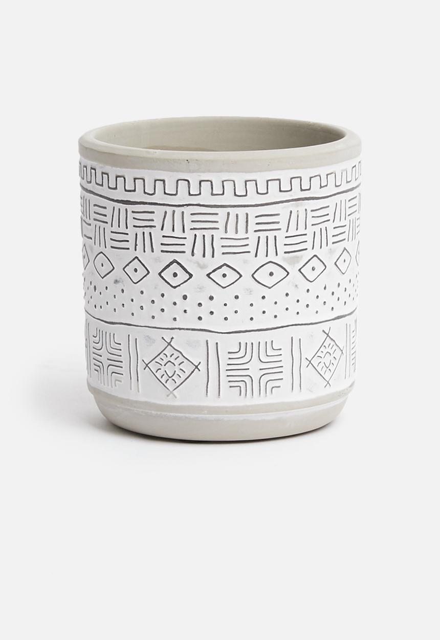 H&S - Mini tribal planter - white