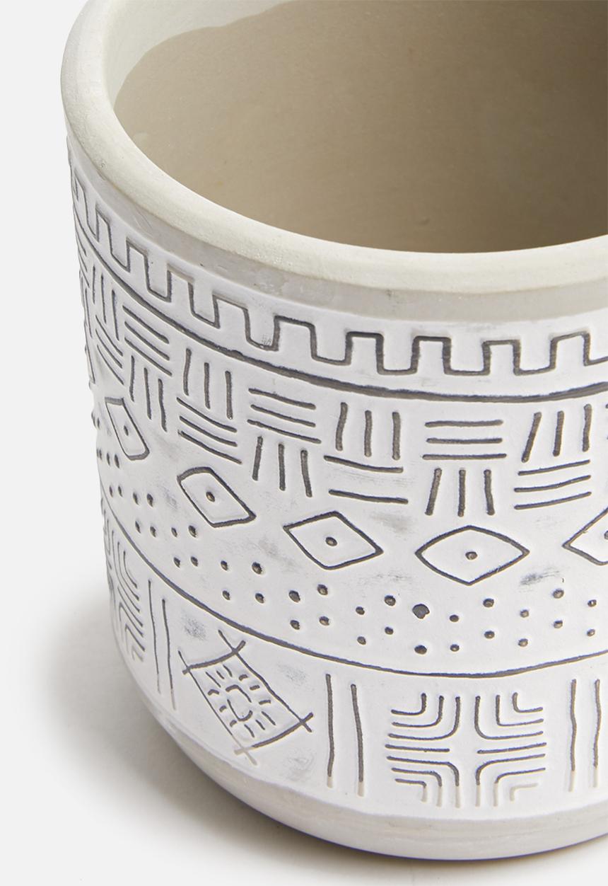 H&S - Mini tribal planter - white