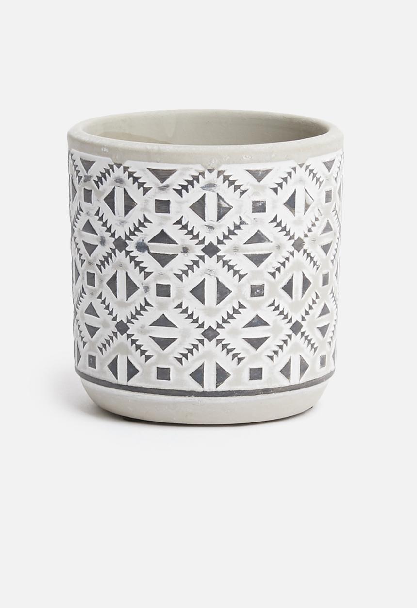 H&S - Mini tribal planter - grey