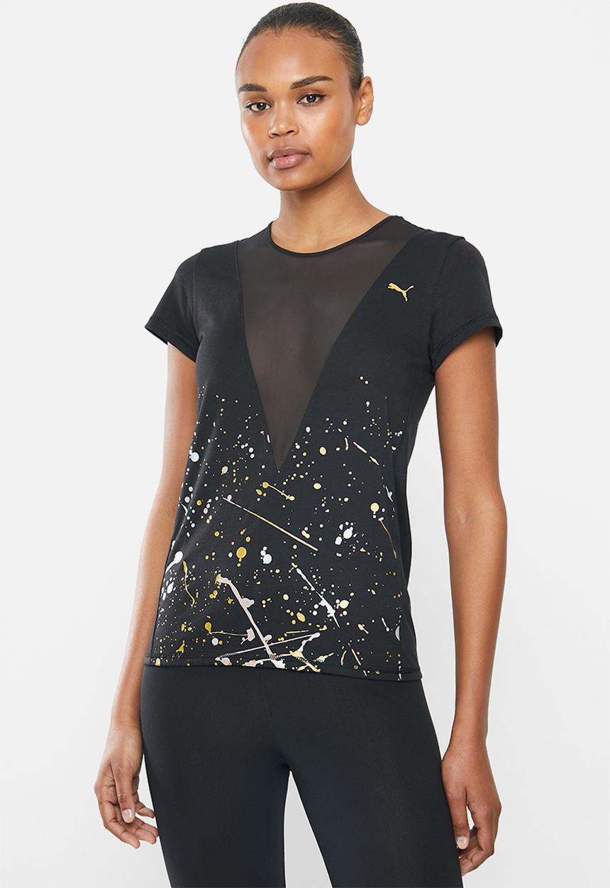 PUMA - Metal splash deep v tee - black