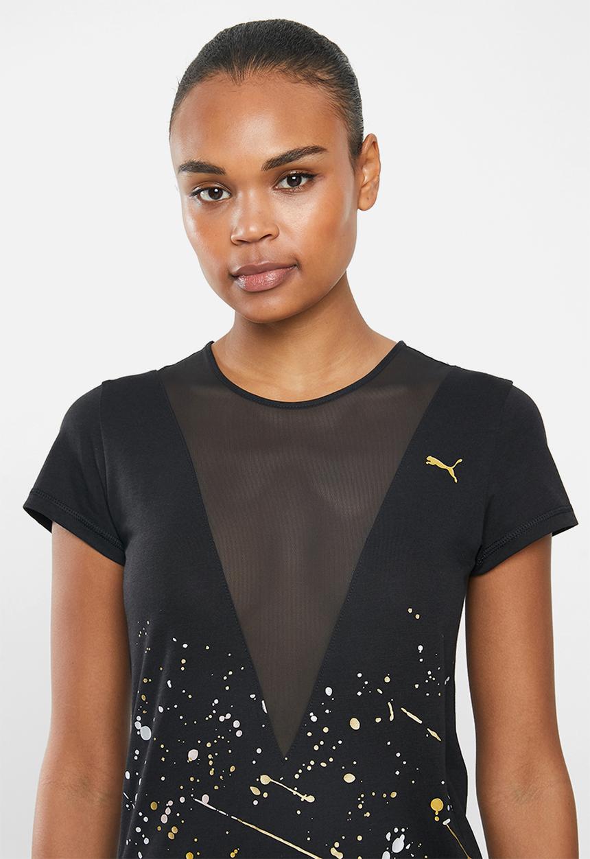 PUMA - Metal splash deep v tee - black