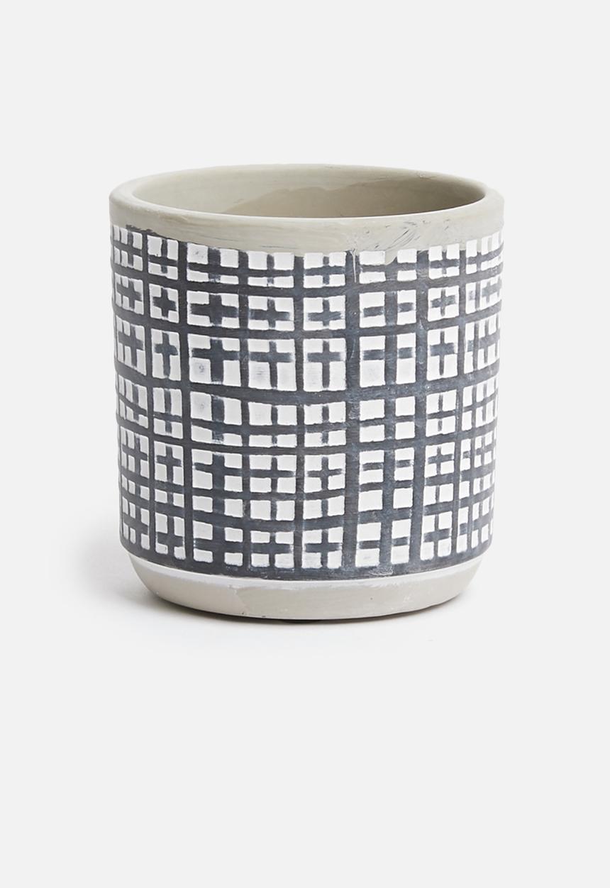 H&S - Mini tribal planter - charcoal