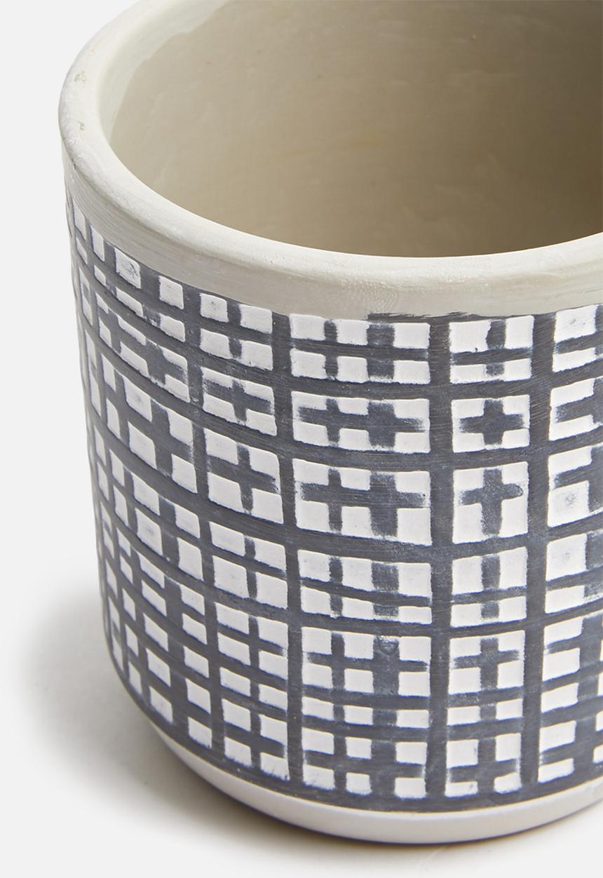 H&S - Mini tribal planter - charcoal