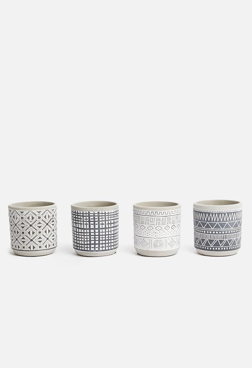 H&S - Mini tribal planter - charcoal