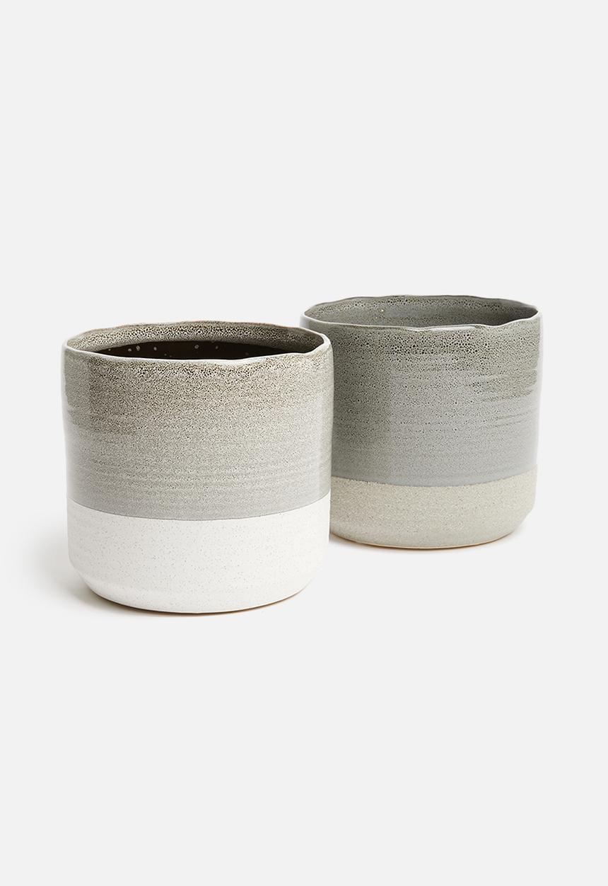 H&S - Sandy planter - grey & white
