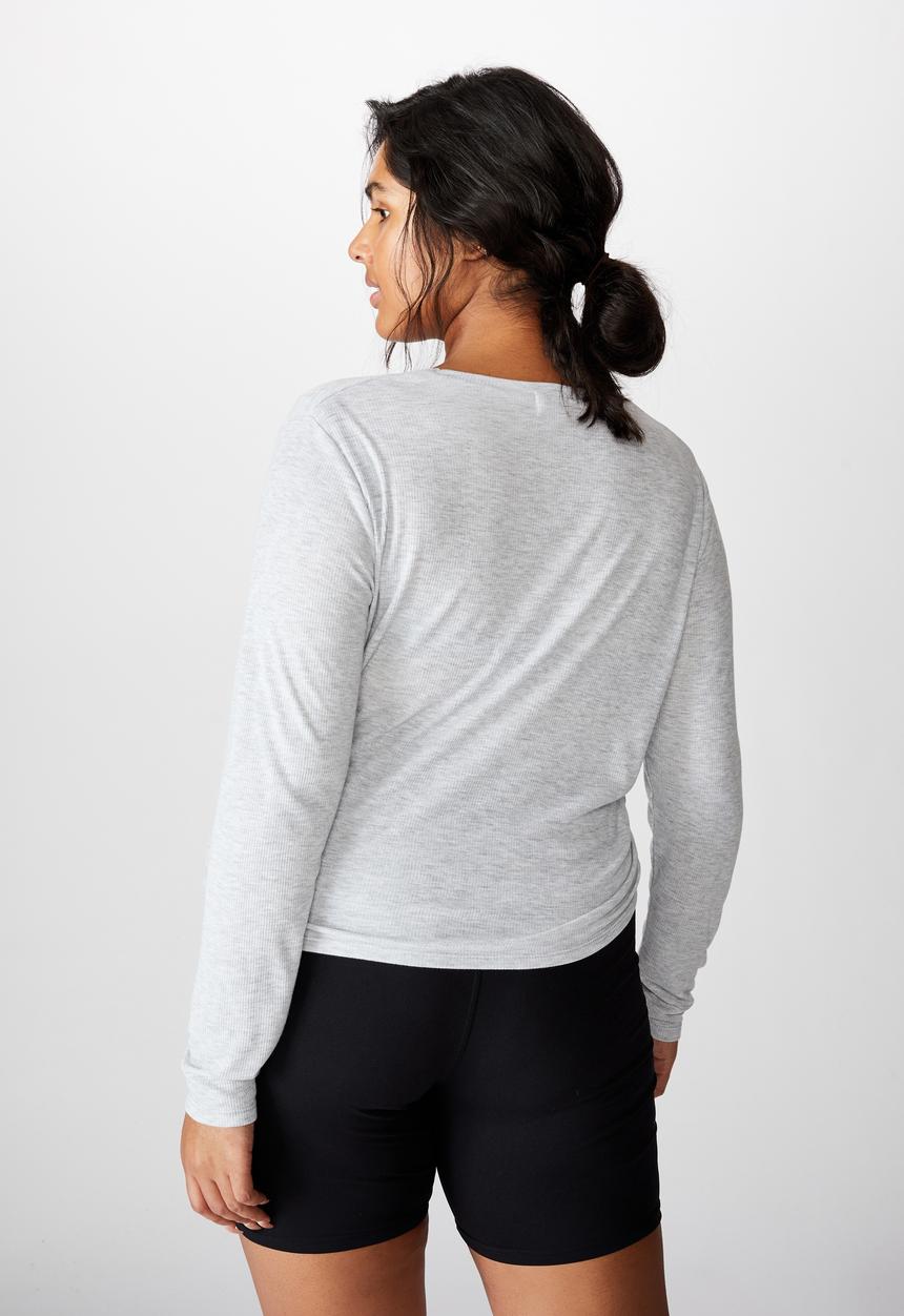 Cotton On - Curve active knot front long sleeve top - grey 