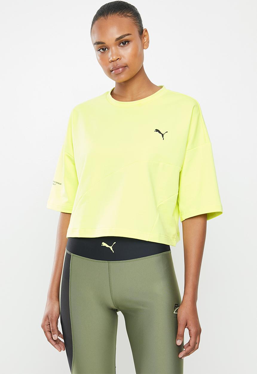 PUMA - Evide form stripe crop tee - green