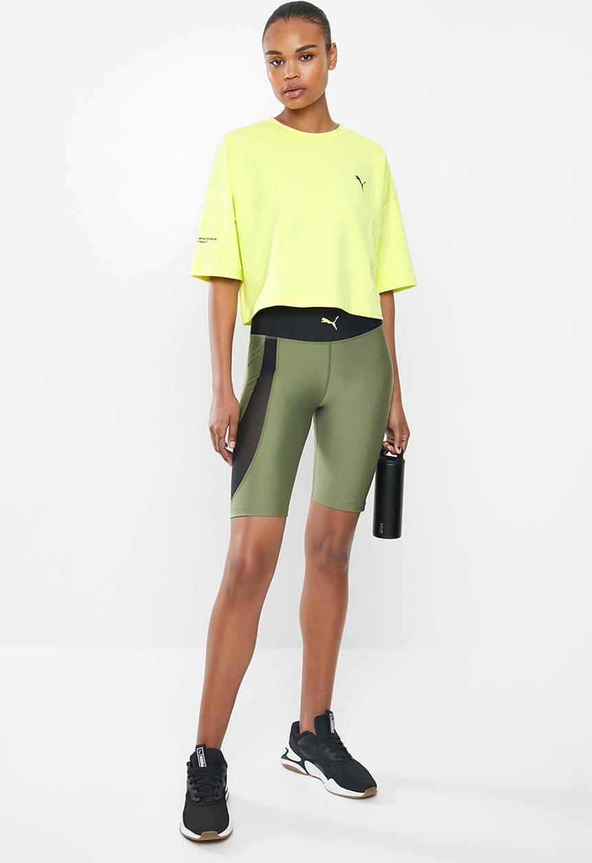 PUMA - Evide form stripe crop tee - green