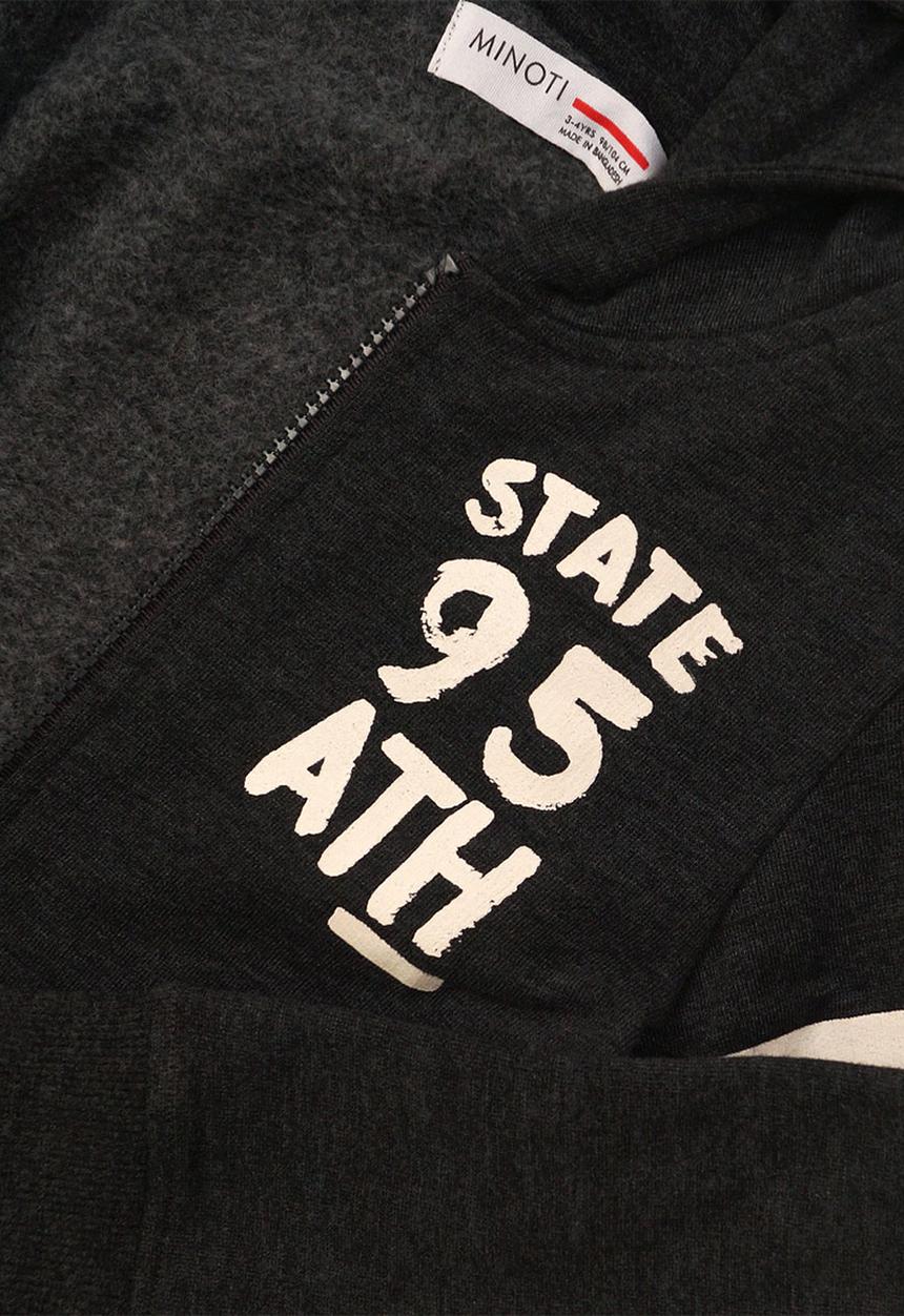 MINOTI - State 95 ath print zip thru hoodie - charcoal 