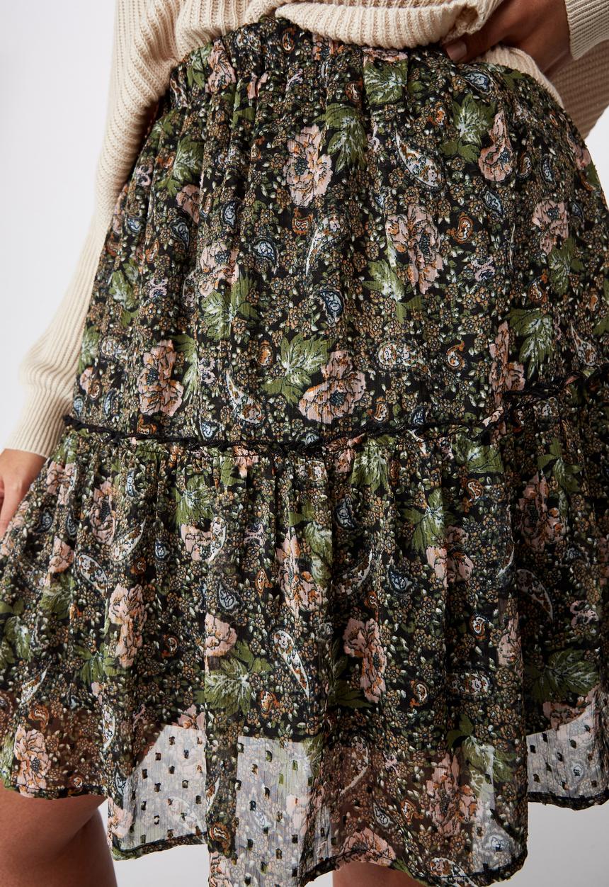 Cotton On - Curve finley mini skirt - Emily floral paisley black