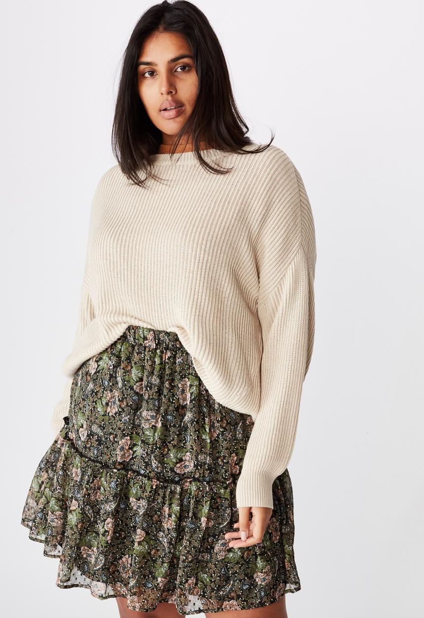 Cotton On - Curve finley mini skirt - Emily floral paisley black