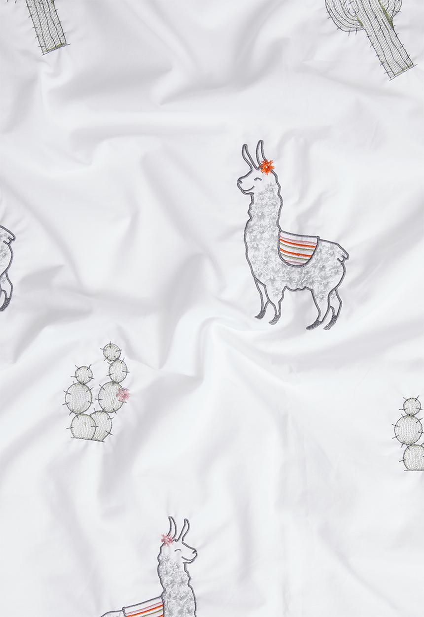 Sheraton Textiles - Leah llama embroidered duvet cover set - white